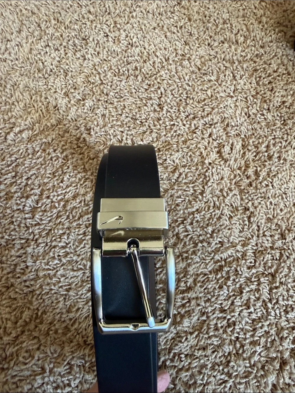 Nike Men's Black Belt with Polished Silver Buckle